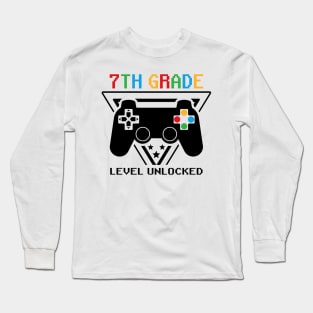 7th Grade Level Unlocked First Day of School Video Gamer Long Sleeve T-Shirt